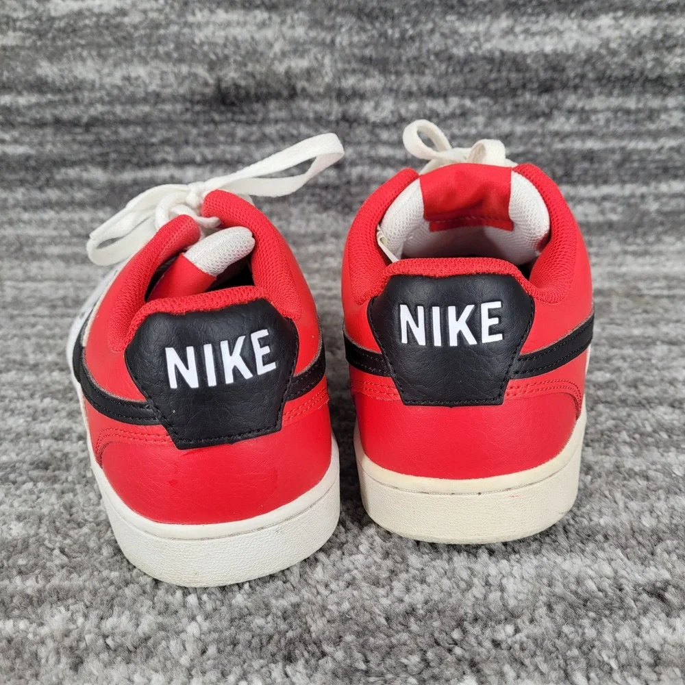 Nike Court Vision Low Mens White Red Black Leather Sneakers Shoes Size 10‎